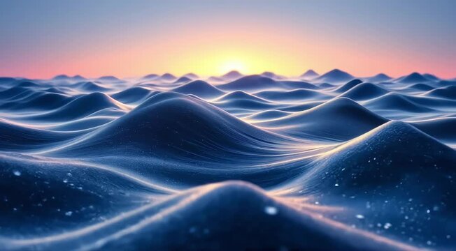 A series of sound waves flowing across a surface, their peaks and valleys moving in perfect synchronicity with a downtempo beat  