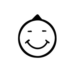 Minimalist Smiling Face Icon with Pointed Hair
