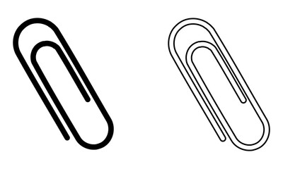 シンプルなゼムクリップの線画イラストセット