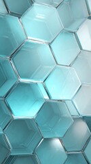 Naklejka premium Modern abstract hexagon pattern with vibrant blue and silver metallic details