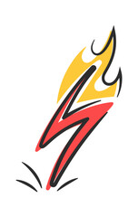 Thin hand drawn thunderbolt element