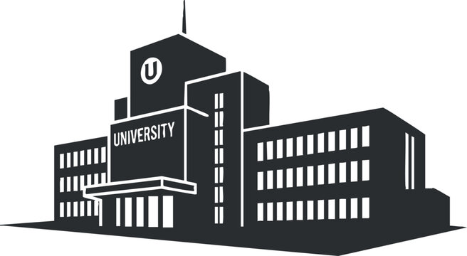 Modern flat design vector illustration of a university building, suitable for educational branding and graphic projects