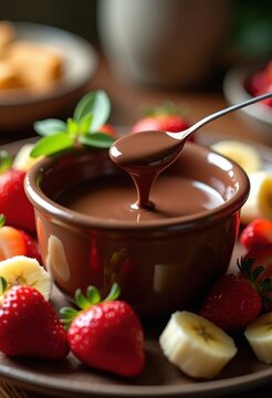 Decadent Chocolate Fondue Fresh Fruit Dipper Sensation