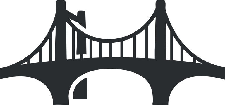 Stylized silhouette vector illustration of a bridge, suitable for urban design projects and architectural themes