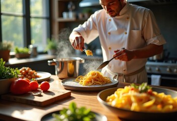 Epic Fine Pasta Crafting Beyond Imagination by World-Class Chef in Luxurious Setting Capturing Culinary Innovation