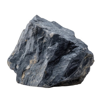 Dark gray, irregular rock with varied textures