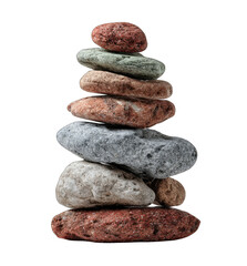 Stacked stones of various colors, creating a balanced, vertical structure