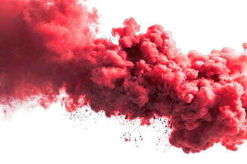 Red ink or smoke cloud against black background
