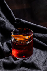 Red Negroni with black background. 