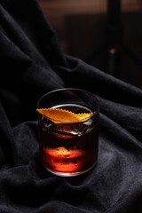 Red Negroni with black background. 
