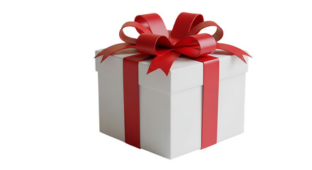 Obraz premium White Gift Box with Red Ribbon and Bow on Black Background bbd490b422602e0aae0465b66adbbbffdr image isolated on a transparent background