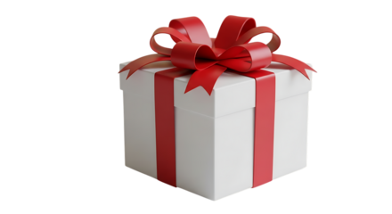White Gift Box with Red Ribbon and Bow on Black Background bbd490b422602e0aae0465b66adbbbffdr image isolated on a transparent background