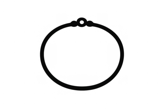 Black circular outline jewelry, bracelet or necklace icon, forming a closed loop with a fastening ring, transparent background