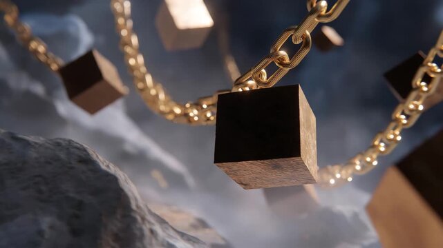 Abstract visualization of blockchain nodes and decentralized networks floating in digital space, emotion of fascination and insight visible, symbolizing smart contracts, secure data exchange, and