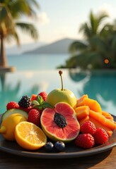Luxurious Exotic Fruit Arrangement at Premium Resort Oasis Paradise