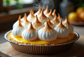 Lemon Meringue Pie Fluffy Peaks Whipped Dessert Visual Delight Citrus Sweetness