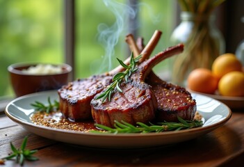Roasted Lamb Chops Infused with Rosemary Garlic Marinade Herb Escape Grilled Outing Sizzling Flavors