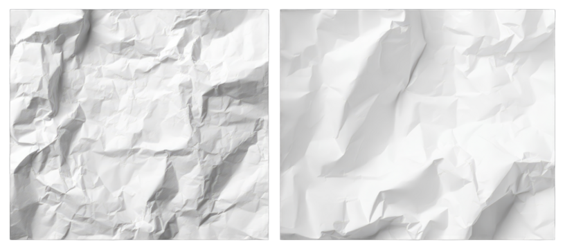 Crumpled white paper texture in two panels