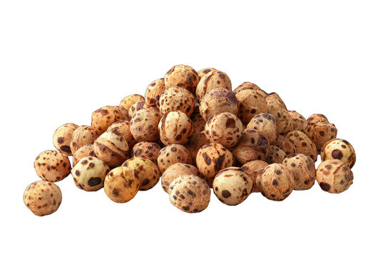 Pile of small, round, speckled, light brown seeds