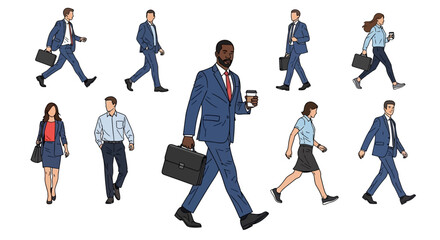 Diverse Professionals Commuting - Business People Walking to Work.