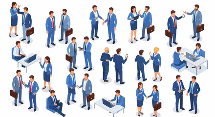 Isometric Business People Characters Collection for Corporate Design.