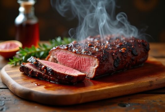 Smoked Beef Brisket Dark Bark Caramelization Barbecue Glaze Smoky Tenderness