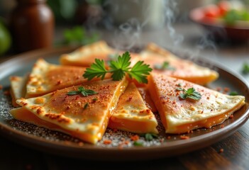 Melted Cheese Tortilla Excellent Combination Spicy Delicacy Zesty Quesadilla Burst