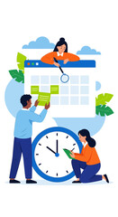 Teamwork and planning for time management and scheduling tasks.