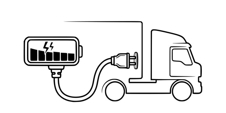 EV Battery Pack Truck Infrastructure Line Art Vector