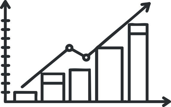 Clean line art vector illustration of a growth graph showcasing data trends and performance metrics for business analysis