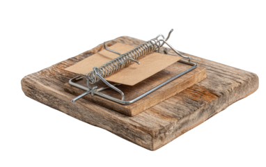 Wooden trap with a piece of paper