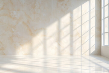 Sunlit interior wall background with soft window shadows and warm minimalist background