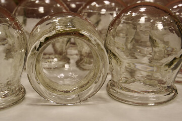 Glass medical cups for medical purposes, rehabilitation, increasing blood flow