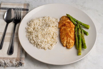 seasoned chicken breast with with rice