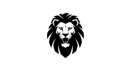 Bold lion head silhouette powerful symbol on white background