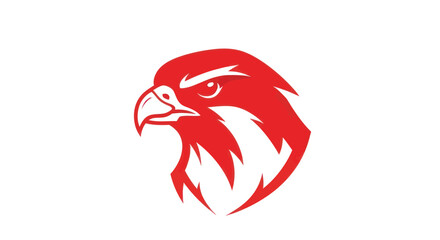 Bold red eagle head silhouette on white background for graphic design