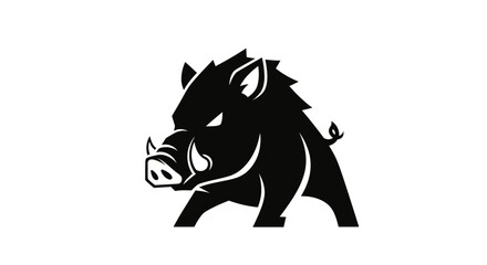 Bold silhouette of a wild boar on a white background vector illustration