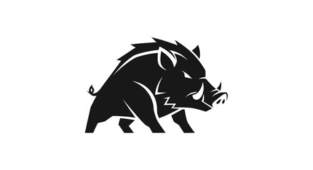 Bold silhouette of a wild boar strong animal icon on white background