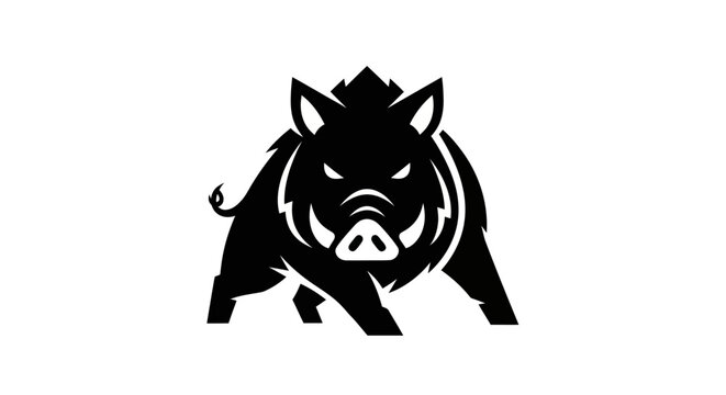 Bold silhouette of a wild boar on a white background vector illustration