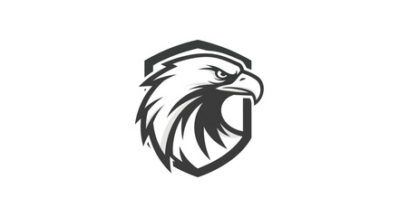 Eagle head silhouette within shield emblem design graphic element