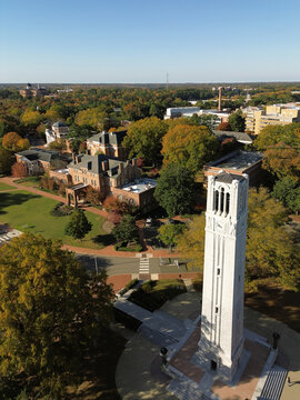 The campus of North Carolina State University in Raleigh - NC State - with fall leaf color