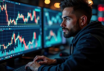 Fototapeta premium Market Analysis Cryptocurrency Investor Trading Data Exchange Chart Indicators Patterns Cryptocurrency