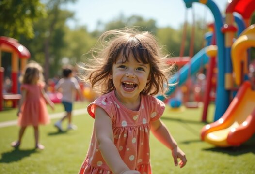 Vibrant Children's Playground Featuring Joyful Fun Activities for International Children's Day Filled with Laughter and Celebration