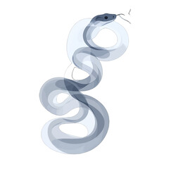 Obraz premium Stylized Blue Snake Coiled Upward on White Background Illustration