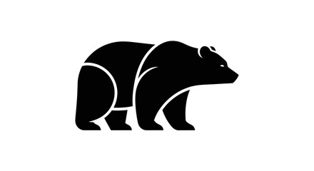 Stylized black bear silhouette against white background for design