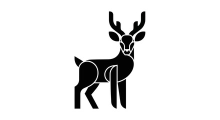 Stylized black deer silhouette on white background illustration graphic design