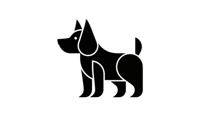 Stylized black dog illustration on white background for design and branding © shuma99