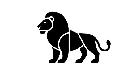 Stylized black lion silhouette against white background graphic design