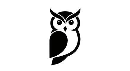 Stylized owl illustration graphic black and white design on white background