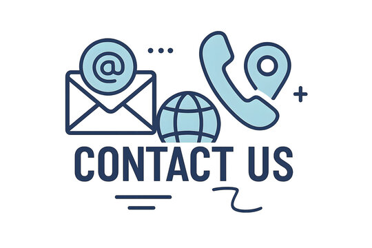 Contact us illustration with icons for the concept of communication and customer service.